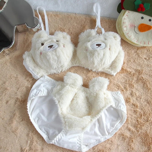 New High Quality Sexy Cute Kitty Anime Soft Plush Design Bra & Panty Set