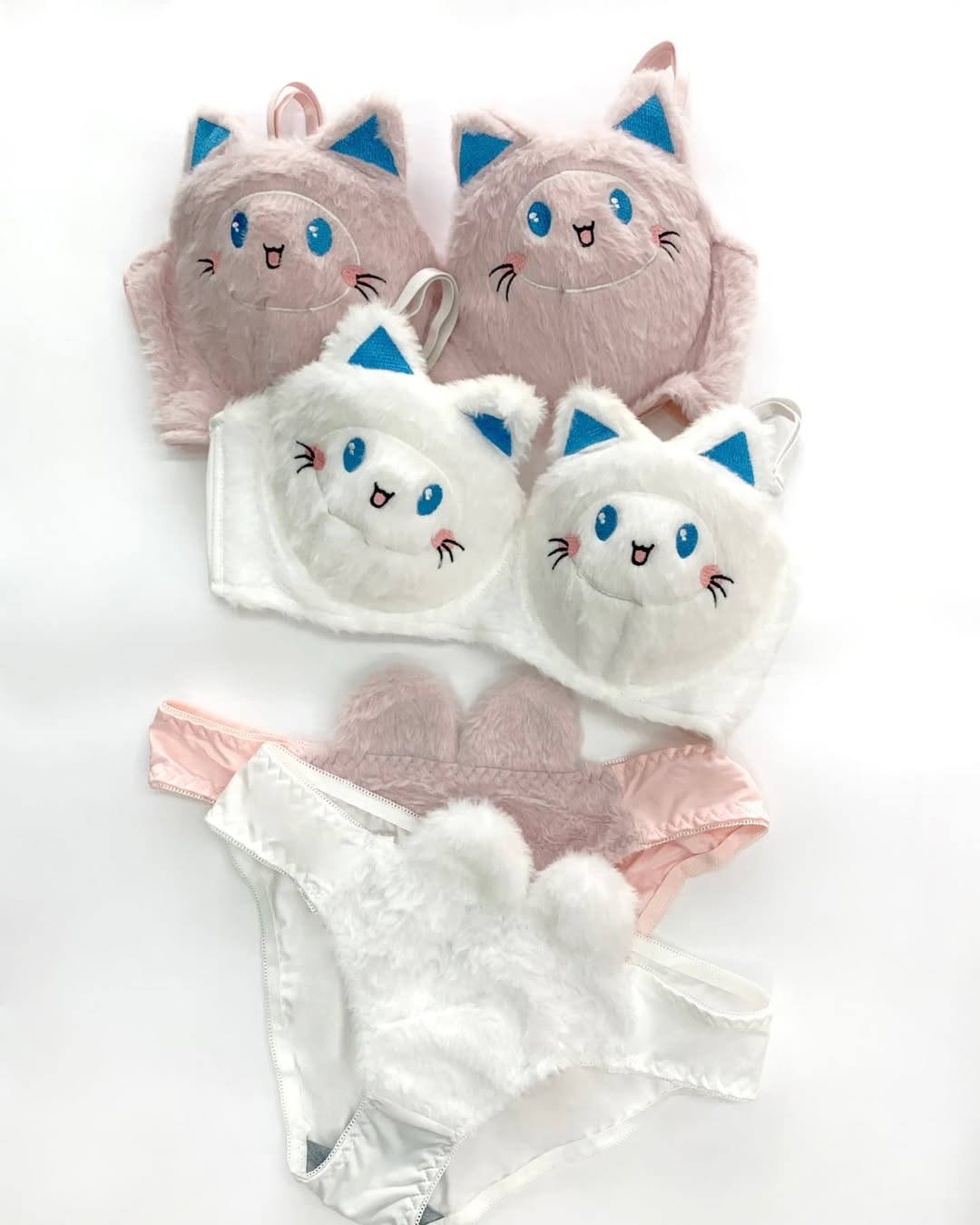 New High Quality Sexy Cute Kitty Anime Soft Plush Design Bra & Panty Set