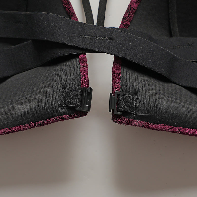 Flourish Sexy Floral Lace Underwear Set Backless Front Closure Bra And Mesh Thong Lingerie Set For Women