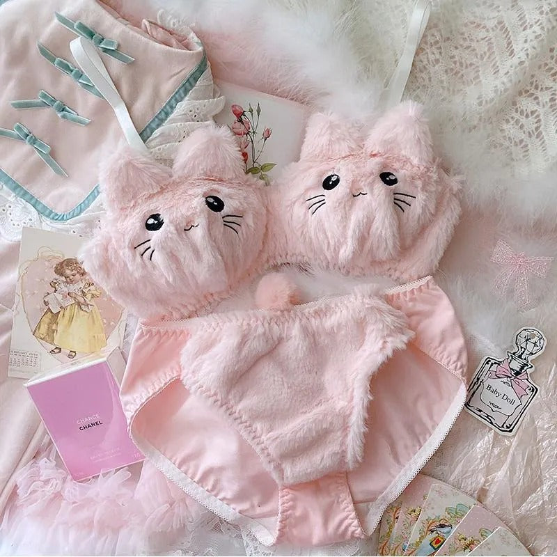 Japanese Cute Kitty Anime underwear Bra & Panty Set